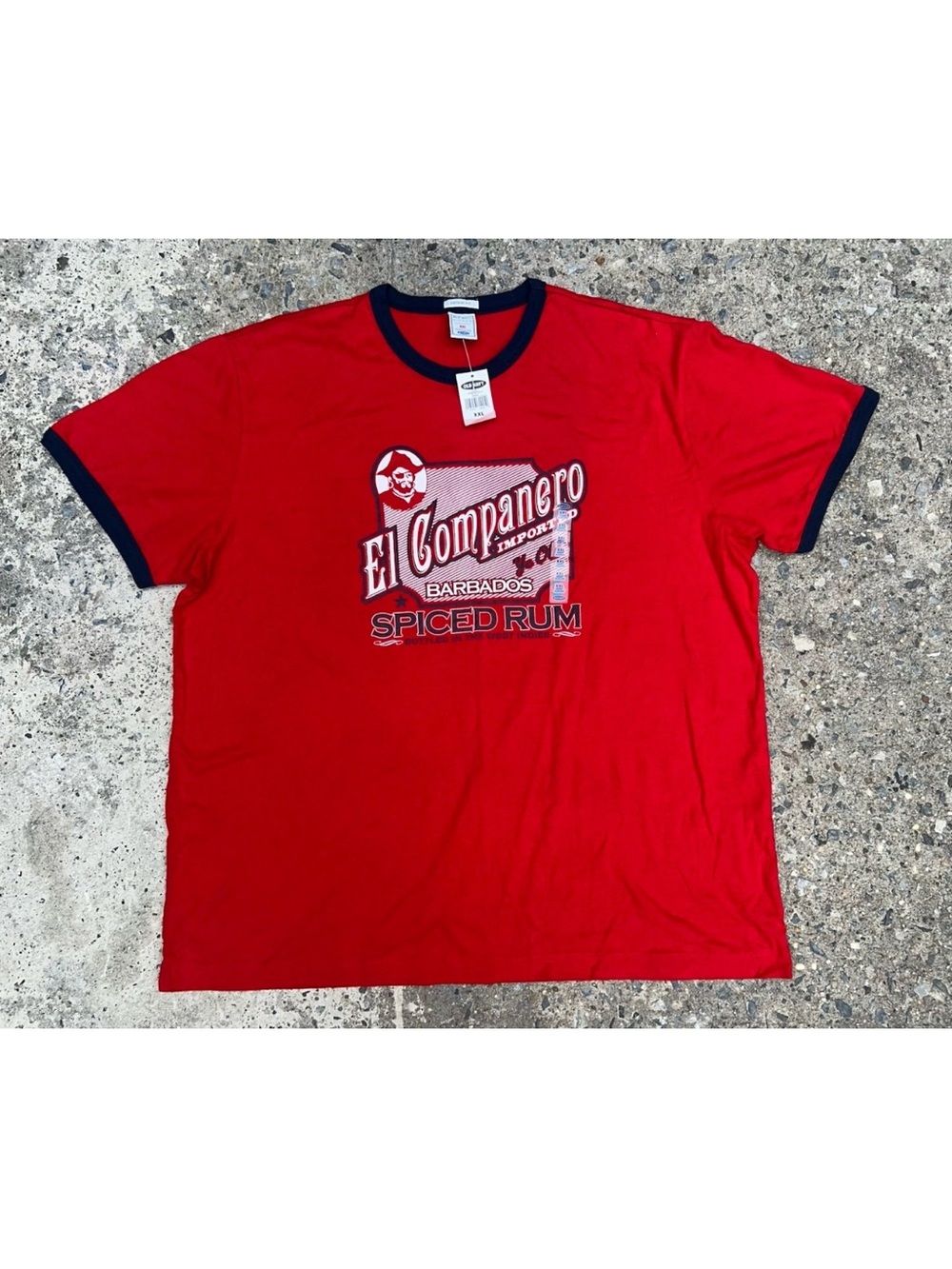 Vintage Old Navy Ringer Shirt El Companero Spiced Rum Liquor Shirt 2XL NWT